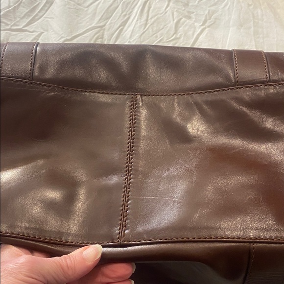 Luxe Leather Chocolate Brown Francesco Biasia Double Strap Tote Shoulder Bag - Picture 11 of 13